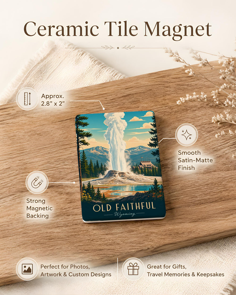 Old Faithful Geyser Yellowstone National Park Fridge Magnet, Wyoming Travel Souvenir Magnet, Geyser Eruption Magnet