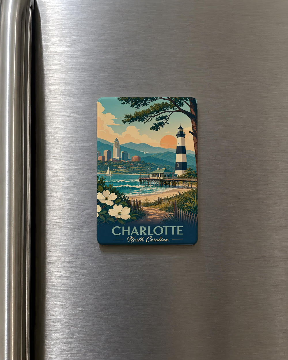 North Carolina Fridge Magnet, North Carolina Souvenir Magnet, North Carolina Travel Gift, North Carolina State Magnet