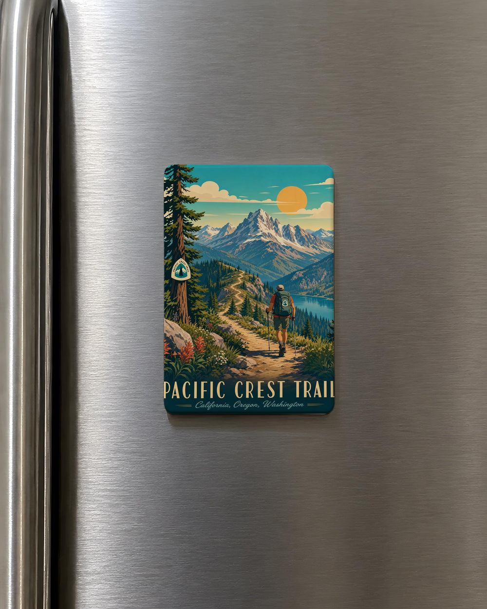 Pacific Crest Trail Fridge Magnet, PCT Hiking Trail Souvenir, West Coast Long Distance Trail Gift, Outdoor Adventure Magnet