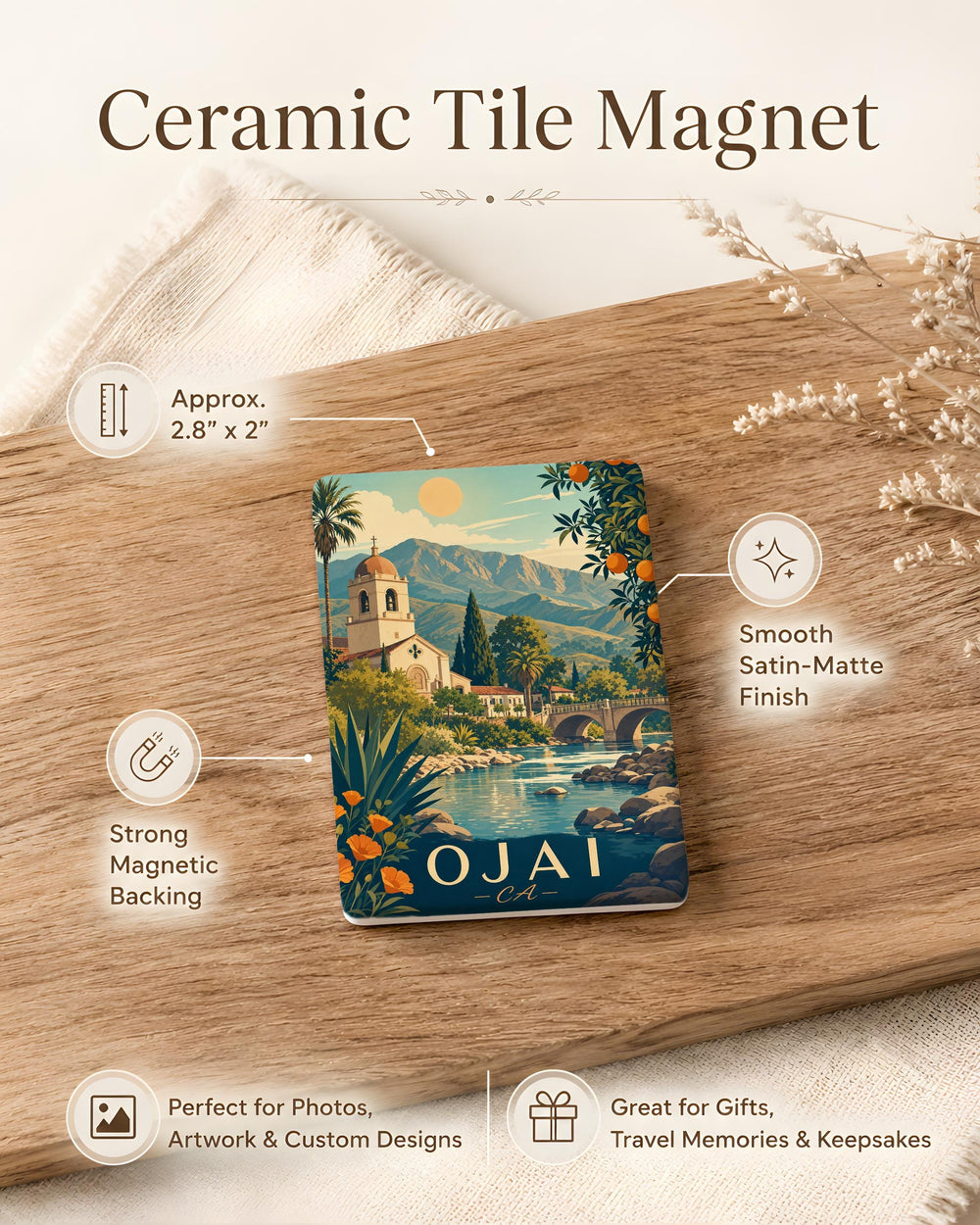 Ojai California Fridge Magnet, Ojai CA Souvenir Magnet, Ojai Valley Travel Gift, California Vacation Keepsake Magnet