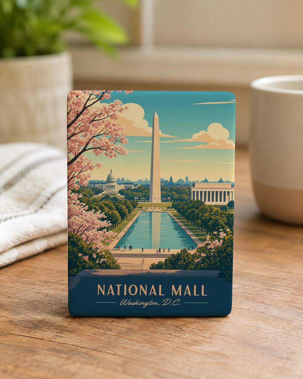 National Mall Fridge Magnet, Washington DC Landmark Souvenir, Capitol & Monuments Travel Keepsake Magnet
