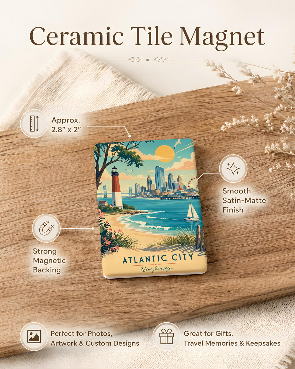 New Jersey Fridge Magnet, New Jersey Souvenir Magnet, NJ Travel Gift, Garden State Keepsake, USA State Refrigerator Magnet
