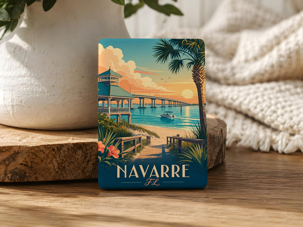 Navarre Florida Fridge Magnet, Navarre Beach Souvenir Magnet, Coastal Gulf Coast Travel Keepsake Magnet