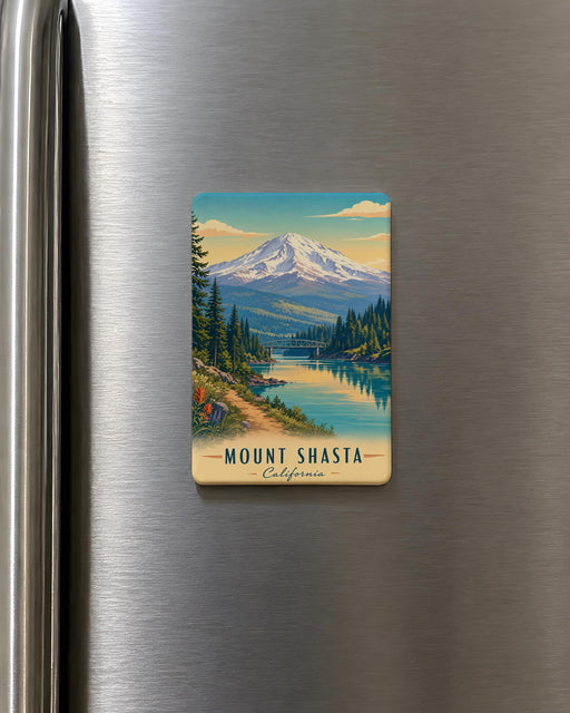 Mount Shasta Fridge Magnet, California Mountain Souvenir Magnet, Mount Shasta Landmark Refrigerator Magnet