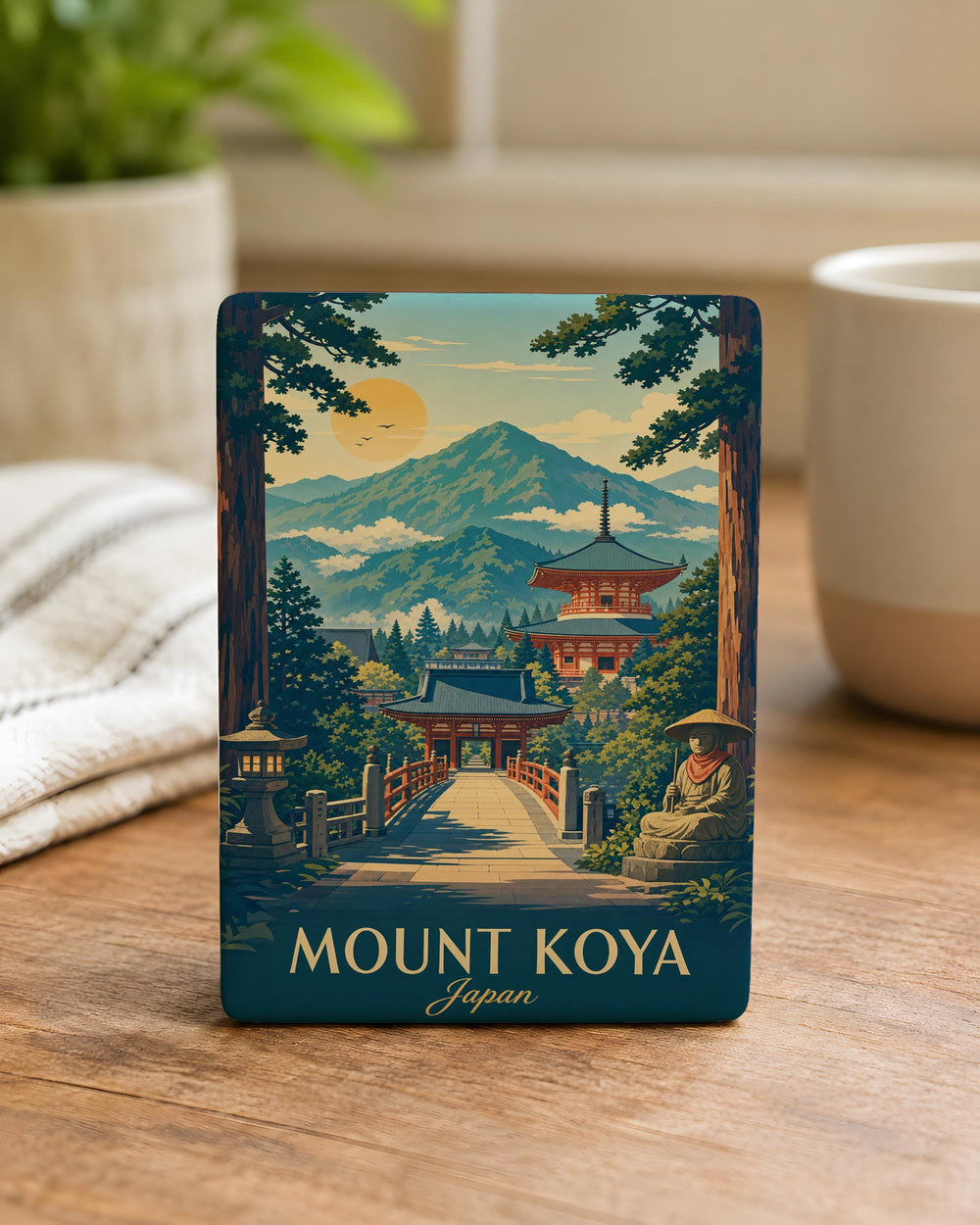Mount Koya Fridge Magnet, Koyasan Japan Temple Mountain Souvenir Magnet, Sacred Buddhist Site Travel Keepsake Magnet