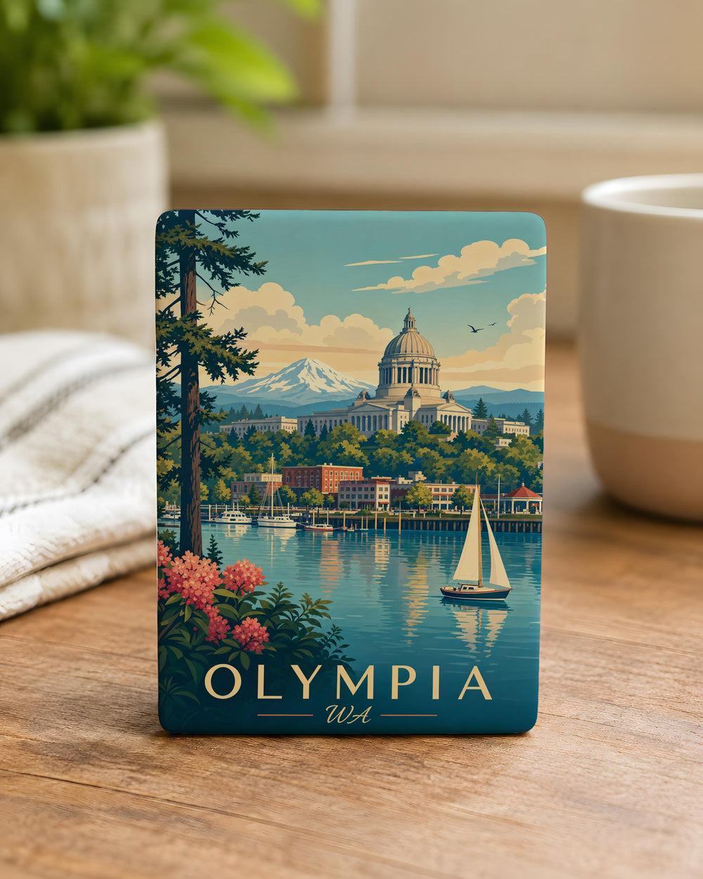 Olympia WA Fridge Magnet, Olympia Washington Souvenir Magnet, Washington State Travel Gift, Pacific Northwest Keepsake Magnet