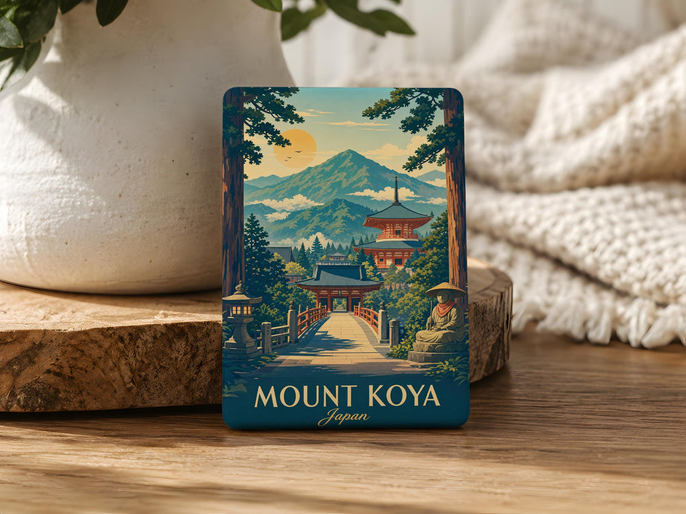 Mount Koya Fridge Magnet, Koyasan Japan Temple Mountain Souvenir Magnet, Sacred Buddhist Site Travel Keepsake Magnet