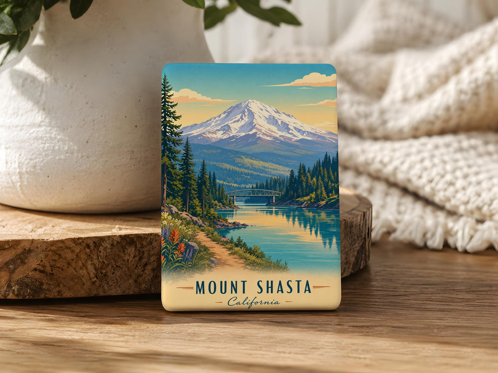 Mount Shasta Fridge Magnet, California Mountain Souvenir Magnet, Mount Shasta Landmark Refrigerator Magnet
