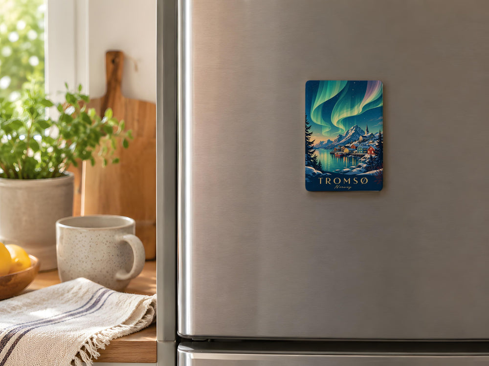 Northern Lights Fridge Magnet, Aurora Borealis Night Sky Magnet, Polar Lights Magnet, Arctic Sky Souvenir Magnet, Gift for Stargazers