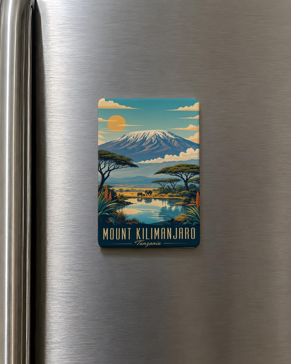 Mount Kilimanjaro Fridge Magnet, Tanzania Africa Mountain Souvenir Magnet, Travel Landmark Refrigerator Magnet