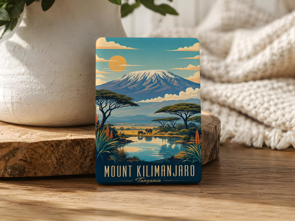 Mount Kilimanjaro Fridge Magnet, Tanzania Africa Mountain Souvenir Magnet, Travel Landmark Refrigerator Magnet