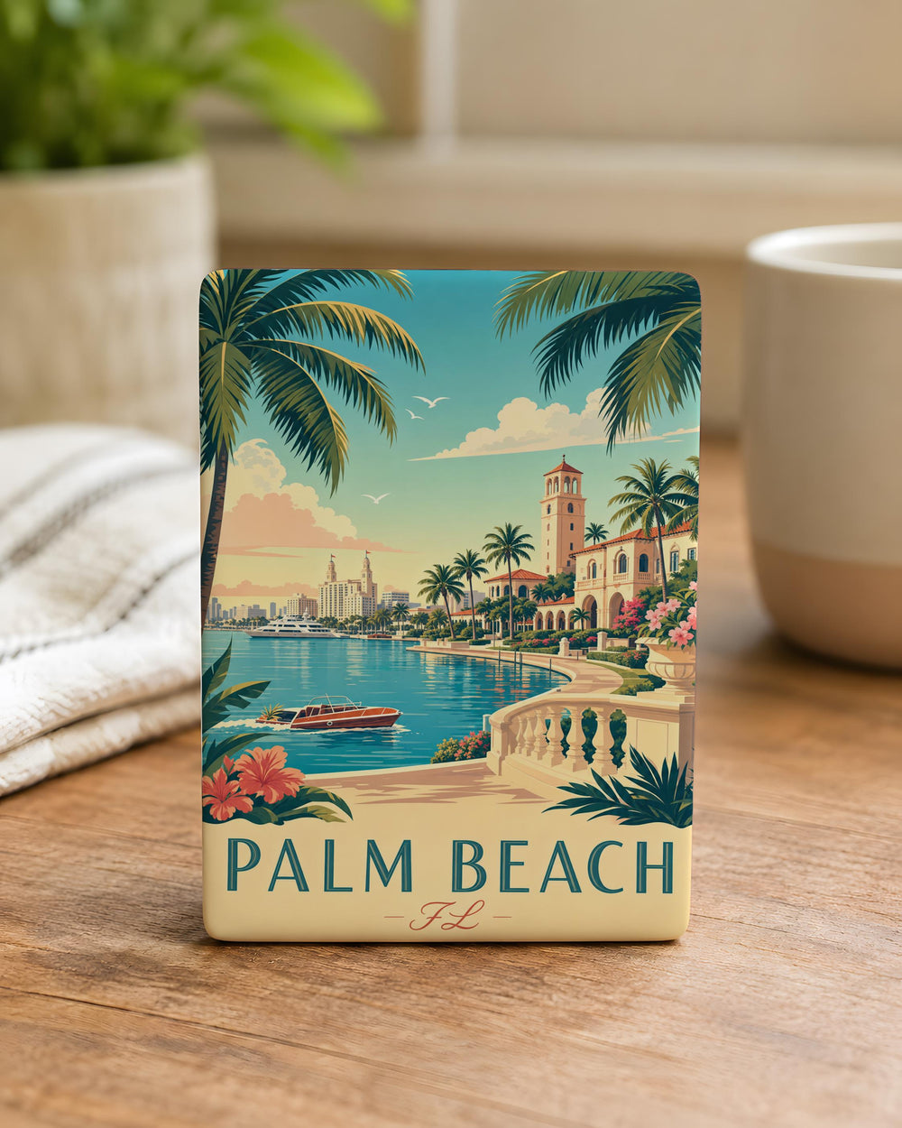 Palm Beach Florida Fridge Magnet, Palm Beach FL Souvenir Magnet, Coastal Beach Town Travel Keepsake Gift