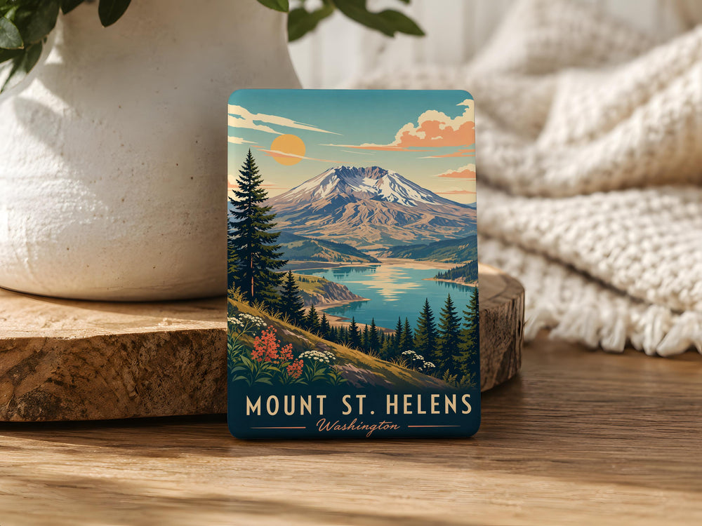 Mount St Helens Fridge Magnet, Washington Volcano Souvenir, Cascade Range Landmark, Pacific Northwest Travel Gift