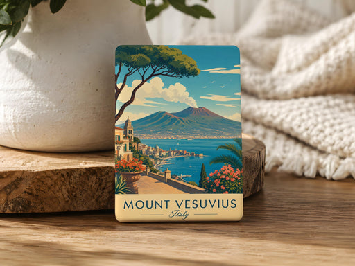 Mount Vesuvius Fridge Magnet, Italy Volcano Souvenir Magnet, Naples Travel Keepsake, Pompei Landmark Magnet