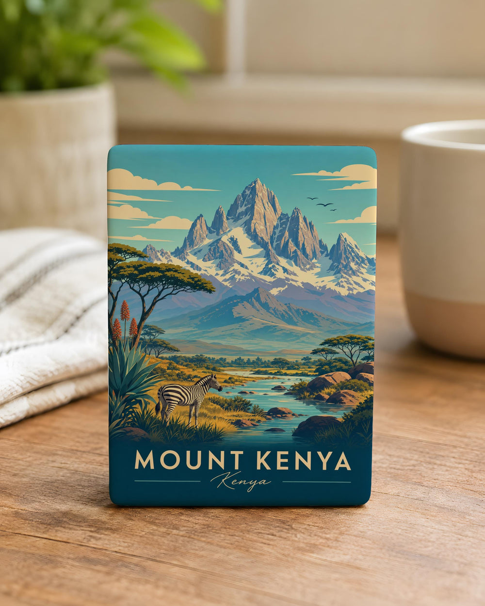 Mount Kenya Fridge Magnet, Kenya Mountain Souvenir Magnet, African Peak Travel Keepsake, Mt Kenya Landmark Magnet