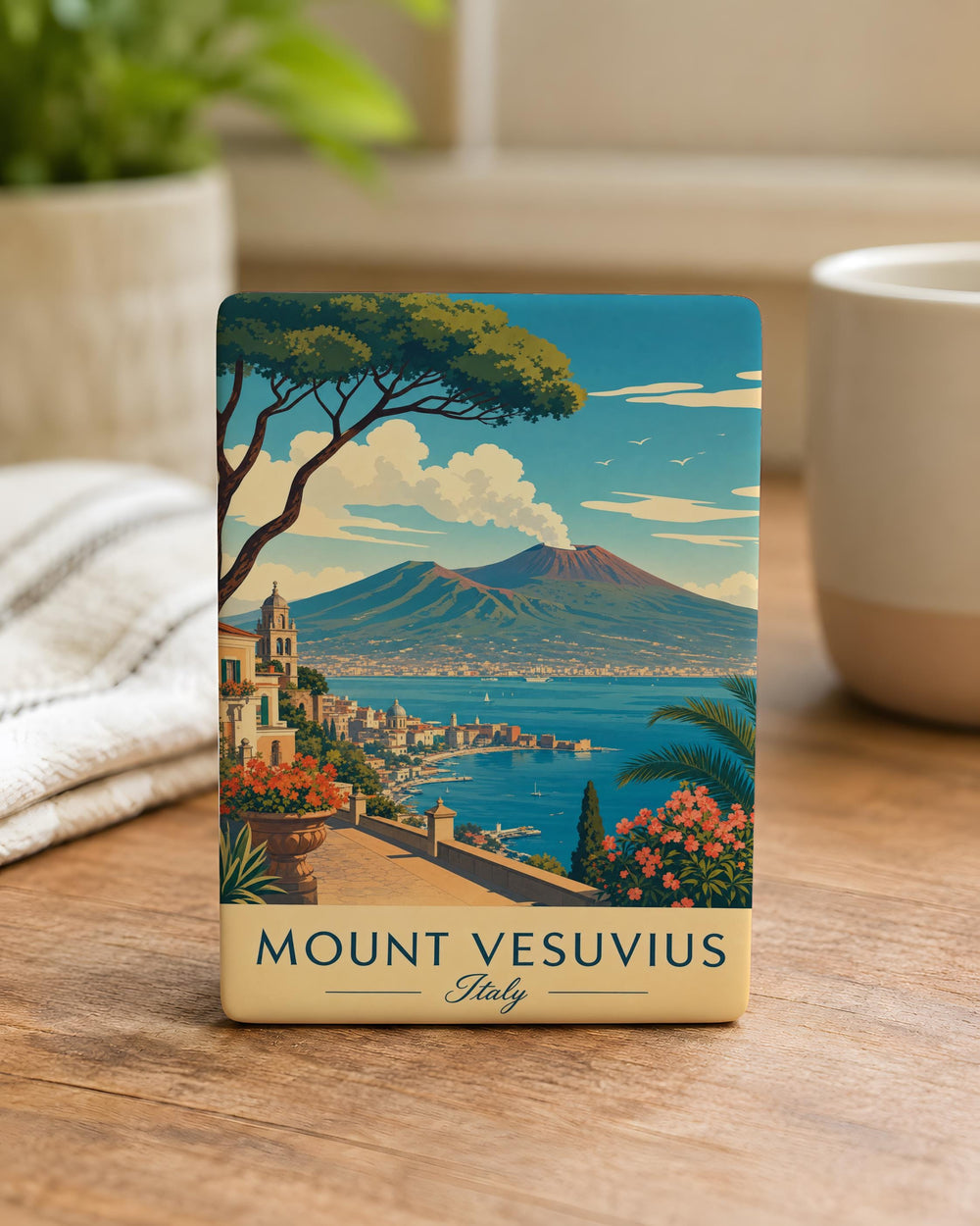 Mount Vesuvius Fridge Magnet, Italy Volcano Souvenir Magnet, Naples Travel Keepsake, Pompei Landmark Magnet