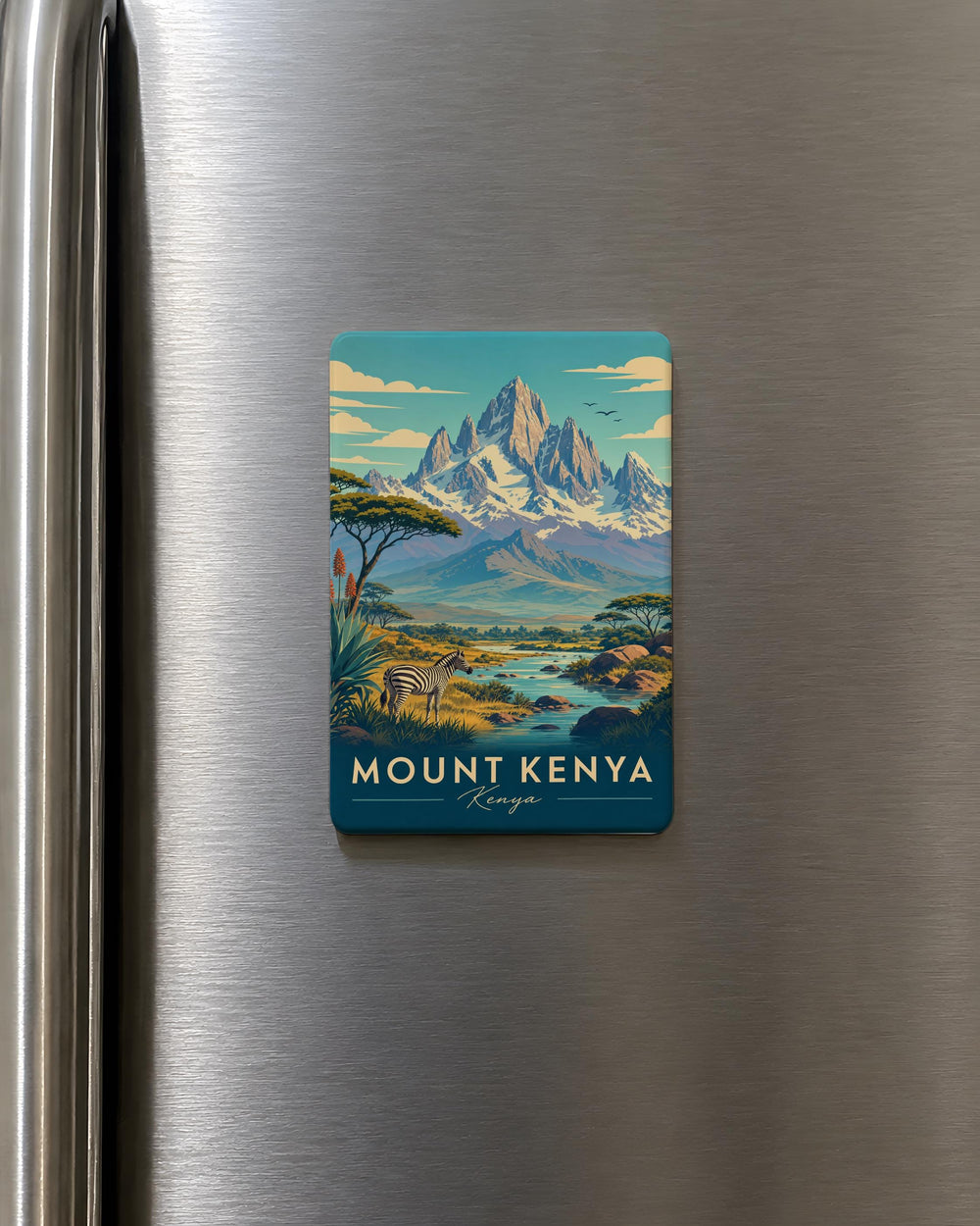 Mount Kenya Fridge Magnet, Kenya Mountain Souvenir Magnet, African Peak Travel Keepsake, Mt Kenya Landmark Magnet