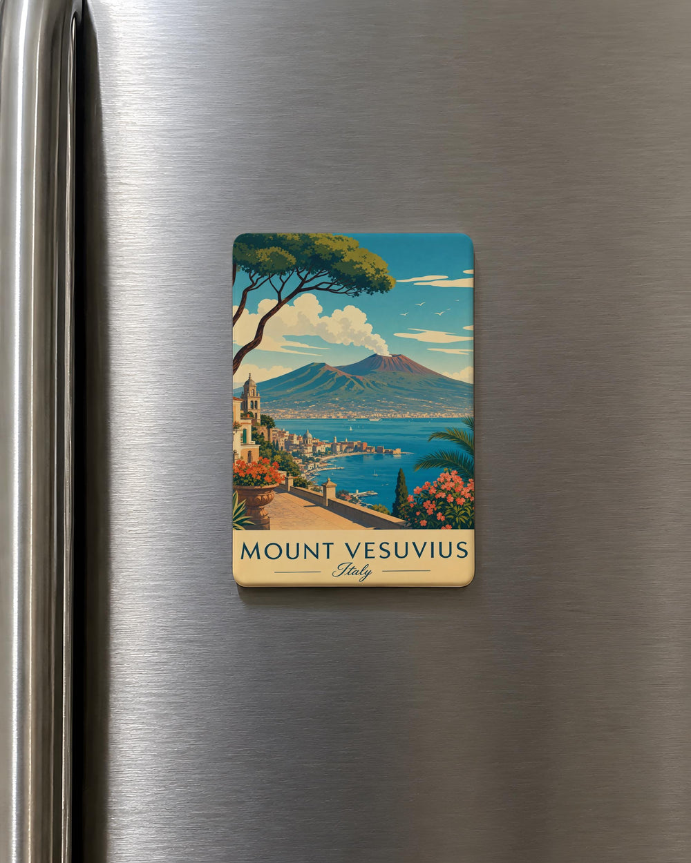 Mount Vesuvius Fridge Magnet, Italy Volcano Souvenir Magnet, Naples Travel Keepsake, Pompei Landmark Magnet