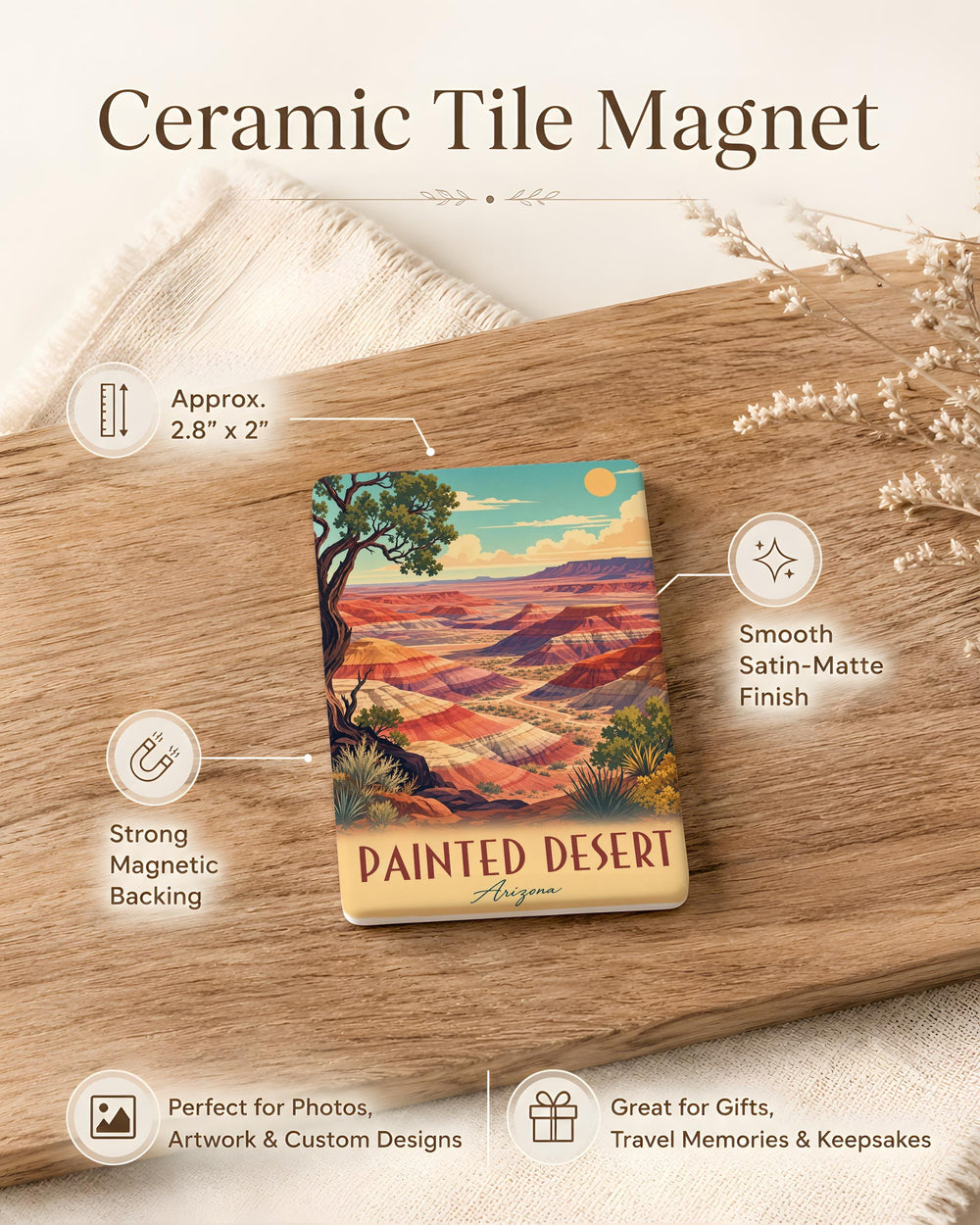 Painted Desert Fridge Magnet, Painted Desert Landscape Souvenir Magnet, Arizona Painted Desert Travel Gift Magnet