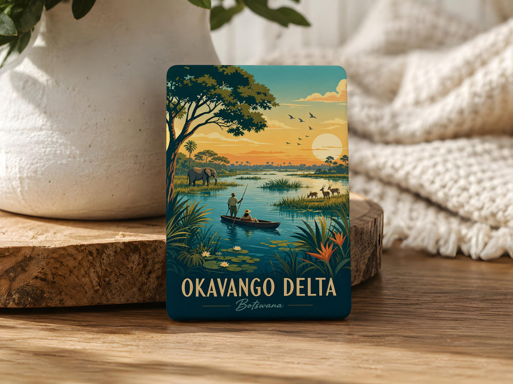 Okavango Delta Fridge Magnet, Botswana Wildlife & Wetlands Souvenir Magnet, African Safari Travel Gift