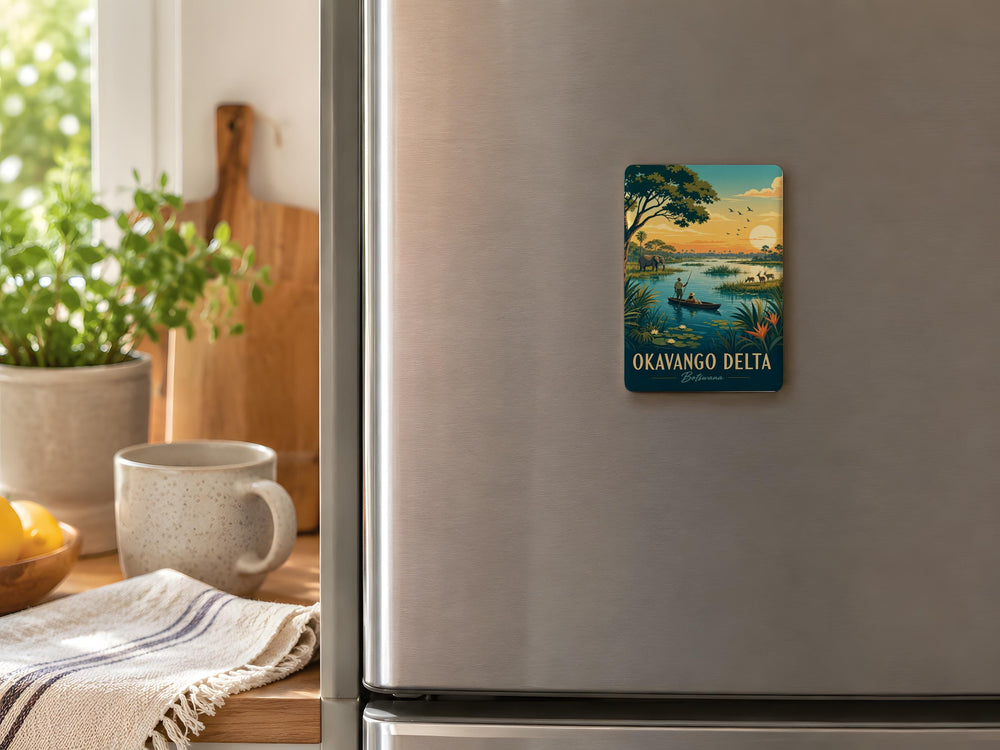 Okavango Delta Fridge Magnet, Botswana Wildlife & Wetlands Souvenir Magnet, African Safari Travel Gift
