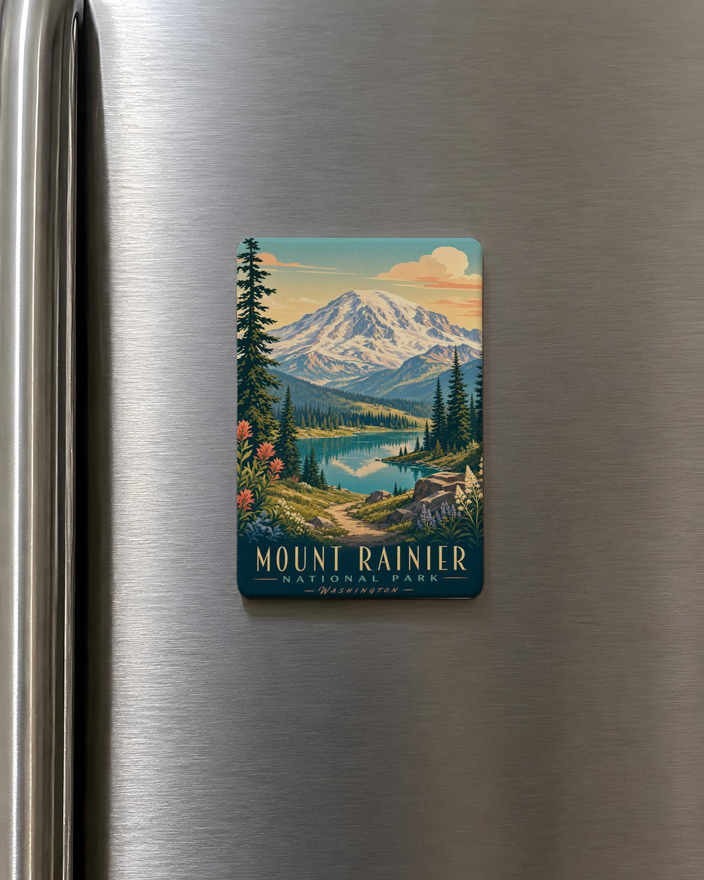 Mount Rainier National Park Fridge Magnet, Washington Mountain Souvenir, Paradise Skyline, Scenic Nature Travel Keepsake