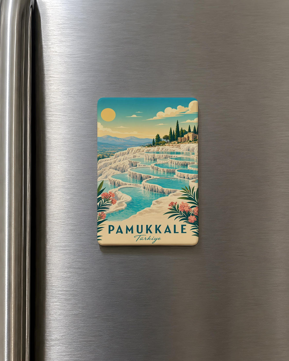 Pamukkale Fridge Magnet, Turkey Travel Souvenir, Cotton Castle Terraces, Thermal Pools, Denizli Landmark Gift