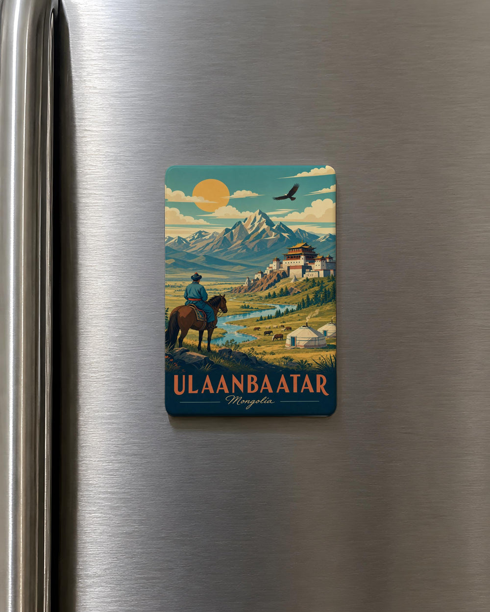 Mongolia Fridge Magnet, Mongolia Souvenir Magnet, Mongolia Travel Gift, Mongolia Map Magnet, Ulaanbaatar Magnet