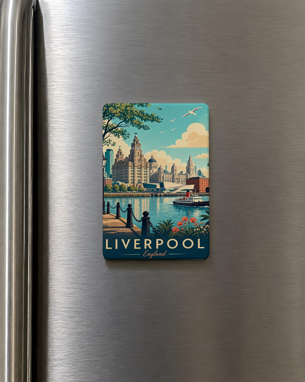 Liverpool England Fridge Magnet, Liverpool Souvenir Magnet, UK Travel Gift, Merseyside Landmark Keepsake, Refrigerator Magnet