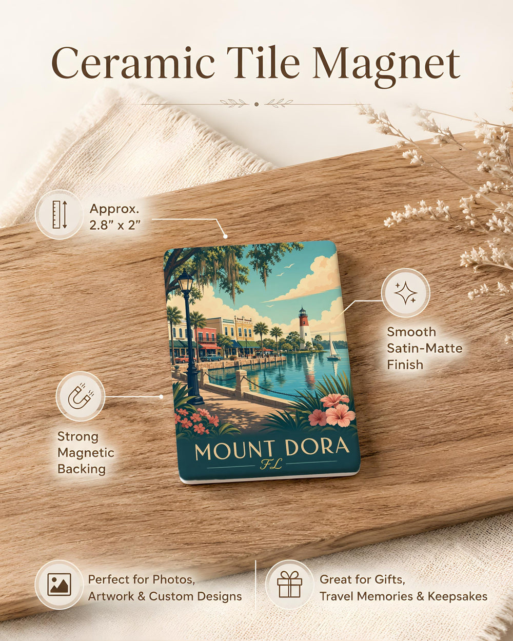 Mount Dora Florida Fridge Magnet, Mount Dora FL Souvenir Magnet, Lake County Travel Keepsake, Small Town Florida Gift