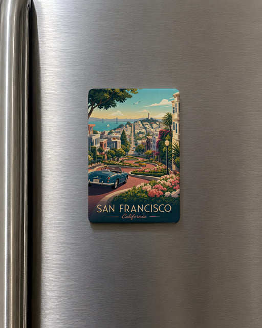 Lombard Street San Francisco Fridge Magnet, Crooked Street Landmark Souvenir Magnet, California Travel Gift Magnet