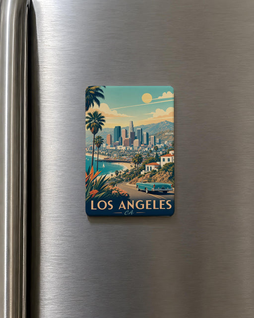 Los Angeles CA Fridge Magnet, Los Angeles California Souvenir Magnet, LA City Travel Gift, USA Landmark Keepsake Magnet