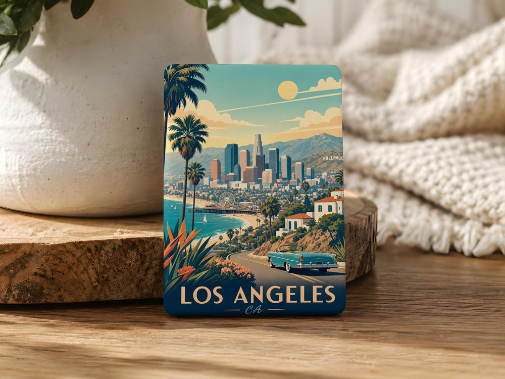 Los Angeles CA Fridge Magnet, Los Angeles California Souvenir Magnet, LA City Travel Gift, USA Landmark Keepsake Magnet