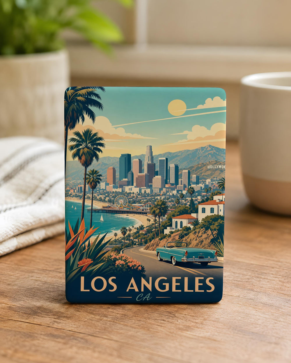 Los Angeles CA Fridge Magnet, Los Angeles California Souvenir Magnet, LA City Travel Gift, USA Landmark Keepsake Magnet