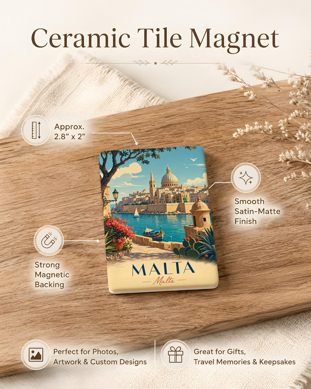 Malta Fridge Magnet, Malta Souvenir Magnet, Malta Travel Gift, Malta Vacation Keepsake, Malta Collection Magnet