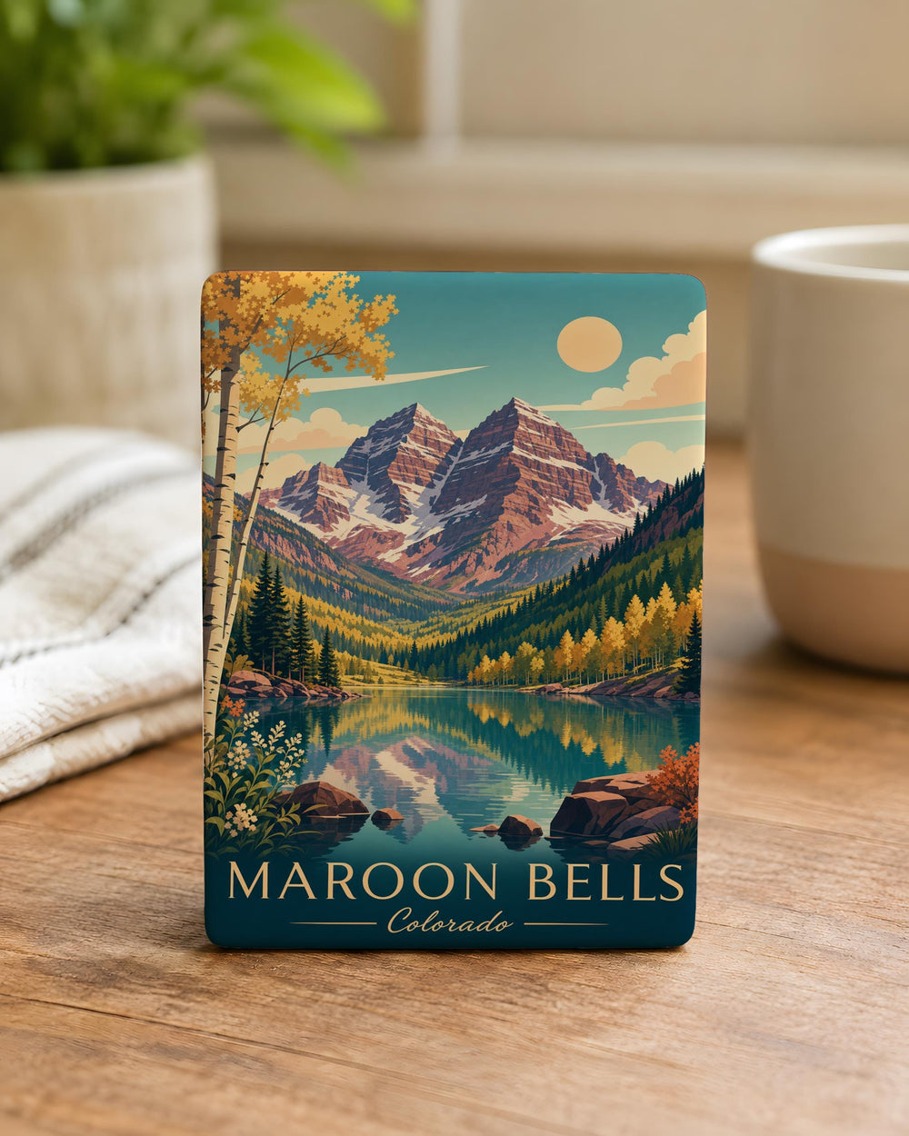 Maroon Bells Mountain Fridge Magnet, Aspen Colorado Scenic Peaks Souvenir Magnet, Rocky Mountains Travel Gift
