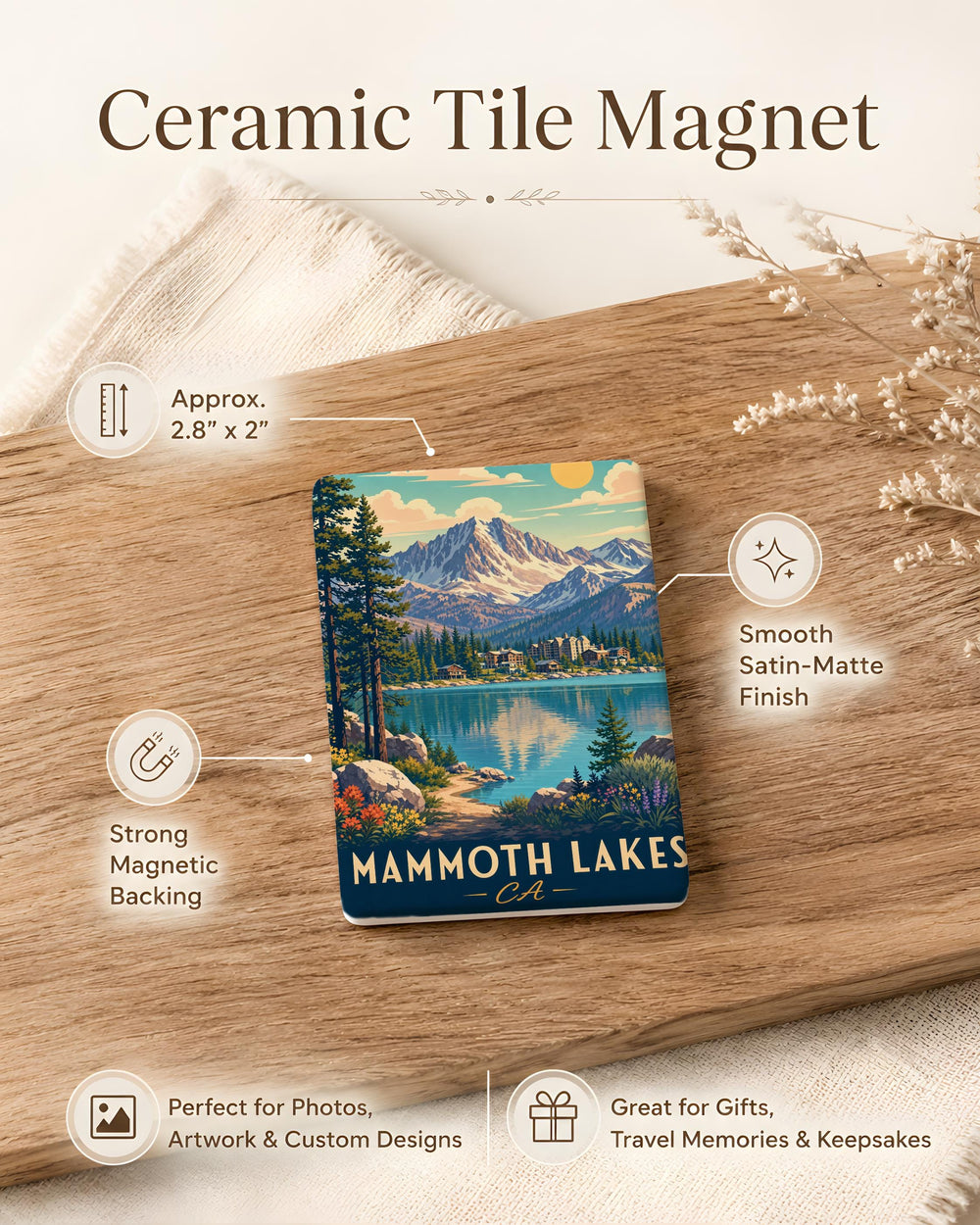 Mammoth Lakes CA Fridge Magnet, California Mountain Town Souvenir Magnet, Sierra Nevada Travel Keepsake Magnet