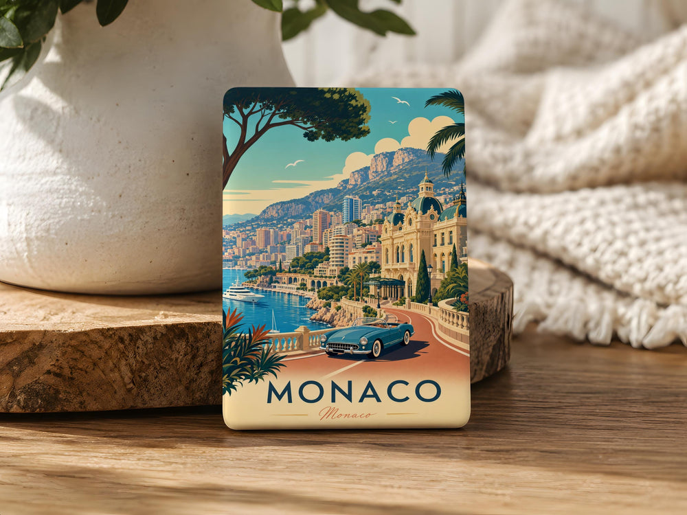 Monaco Fridge Magnet, Monte Carlo Harbor Souvenir Magnet, Monaco Travel Gift, French Riviera Landmark Magnet