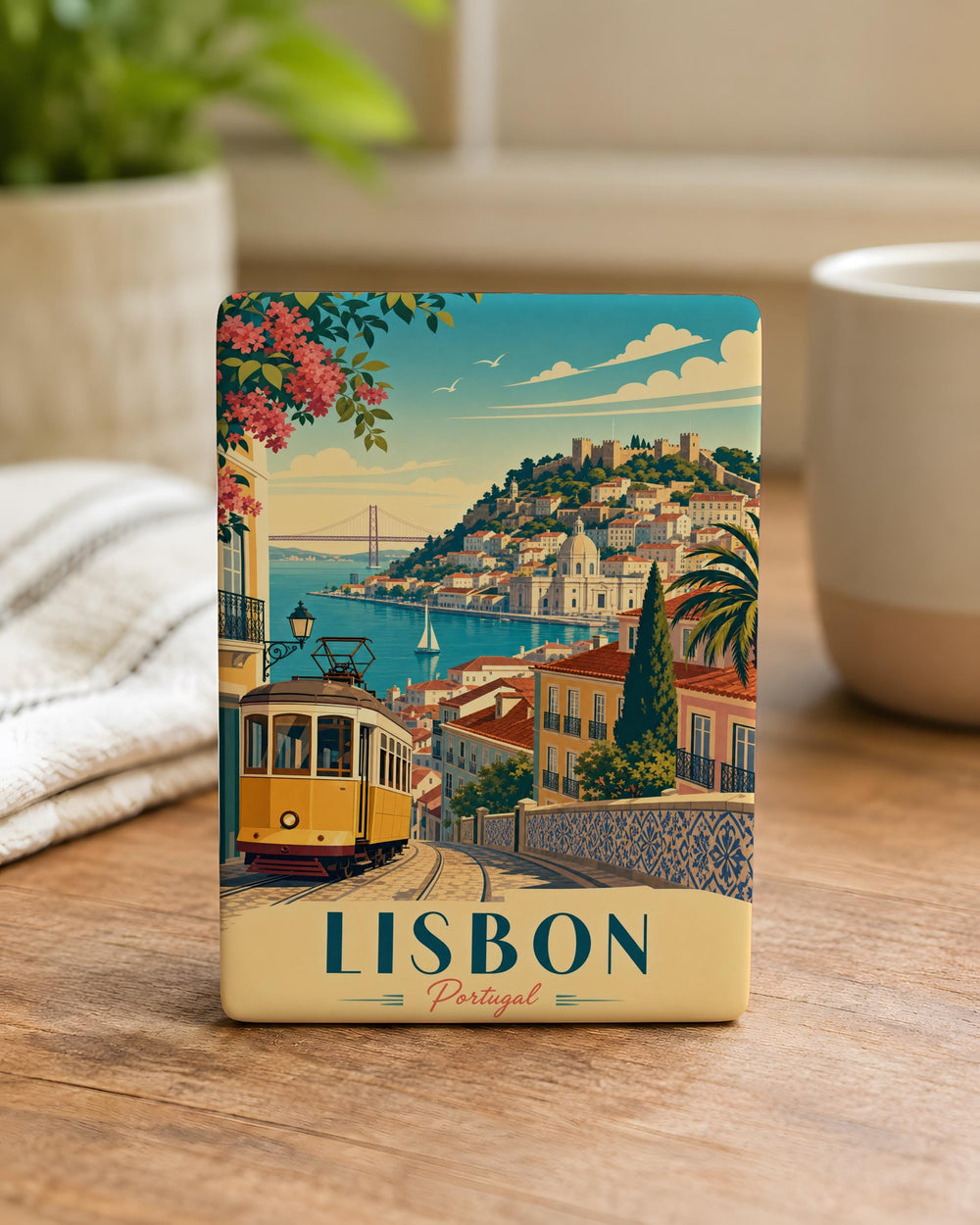Lisbon Portugal Fridge Magnet, Lisbon Souvenir Magnet, Portugal Travel Gift, Lisbon City Landmark Magnet