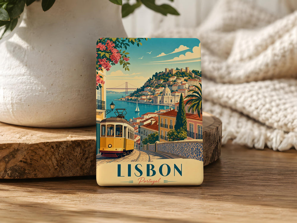 Lisbon Portugal Fridge Magnet, Lisbon Souvenir Magnet, Portugal Travel Gift, Lisbon City Landmark Magnet