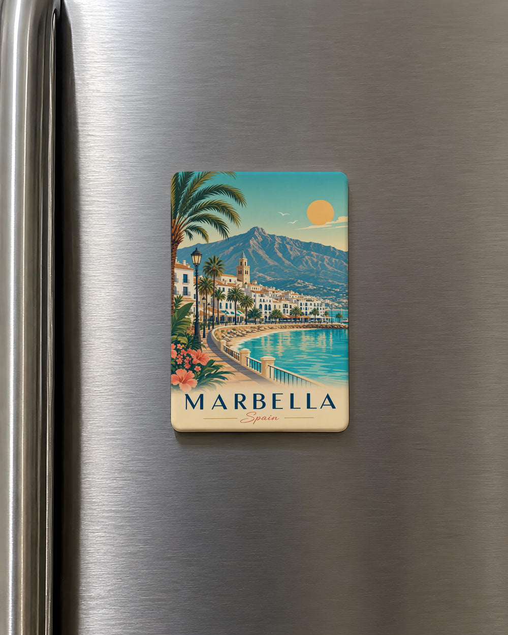 Marbella Spain Fridge Magnet, Marbella Souvenir Magnet, Spain Travel Gift, Marbella Beach Town Keepsake, Andalusia Decor Magnet