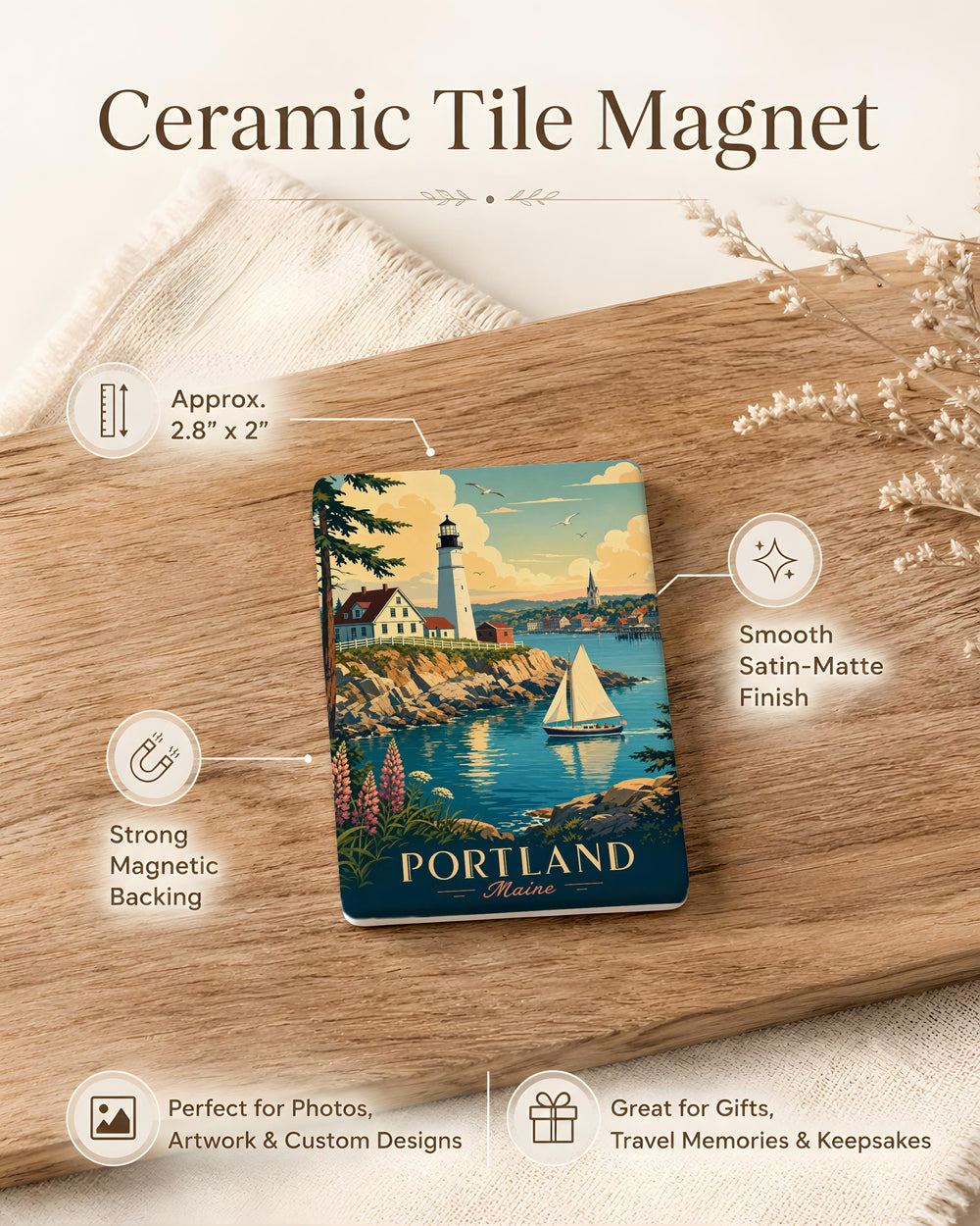 Maine Fridge Magnet, Maine State Souvenir Magnet, Maine Travel Gift, Vacation Keepsake, New England Refrigerator Magnet