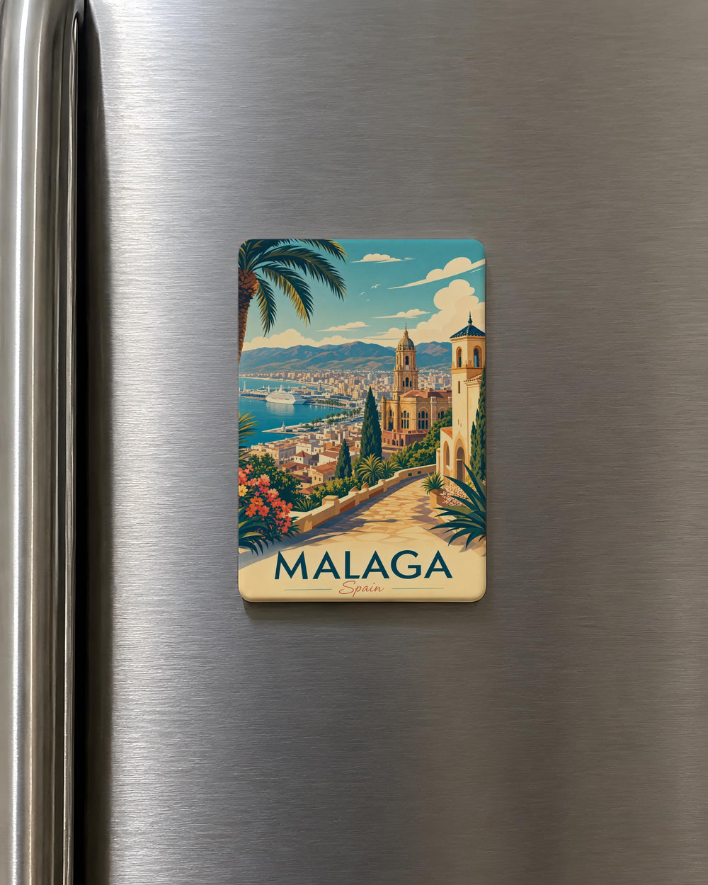 Malaga Spain Fridge Magnet, Malaga Travel Souvenir Magnet, Spain City Landmark Refrigerator Magnet, Malaga Vacation Keepsake Gift