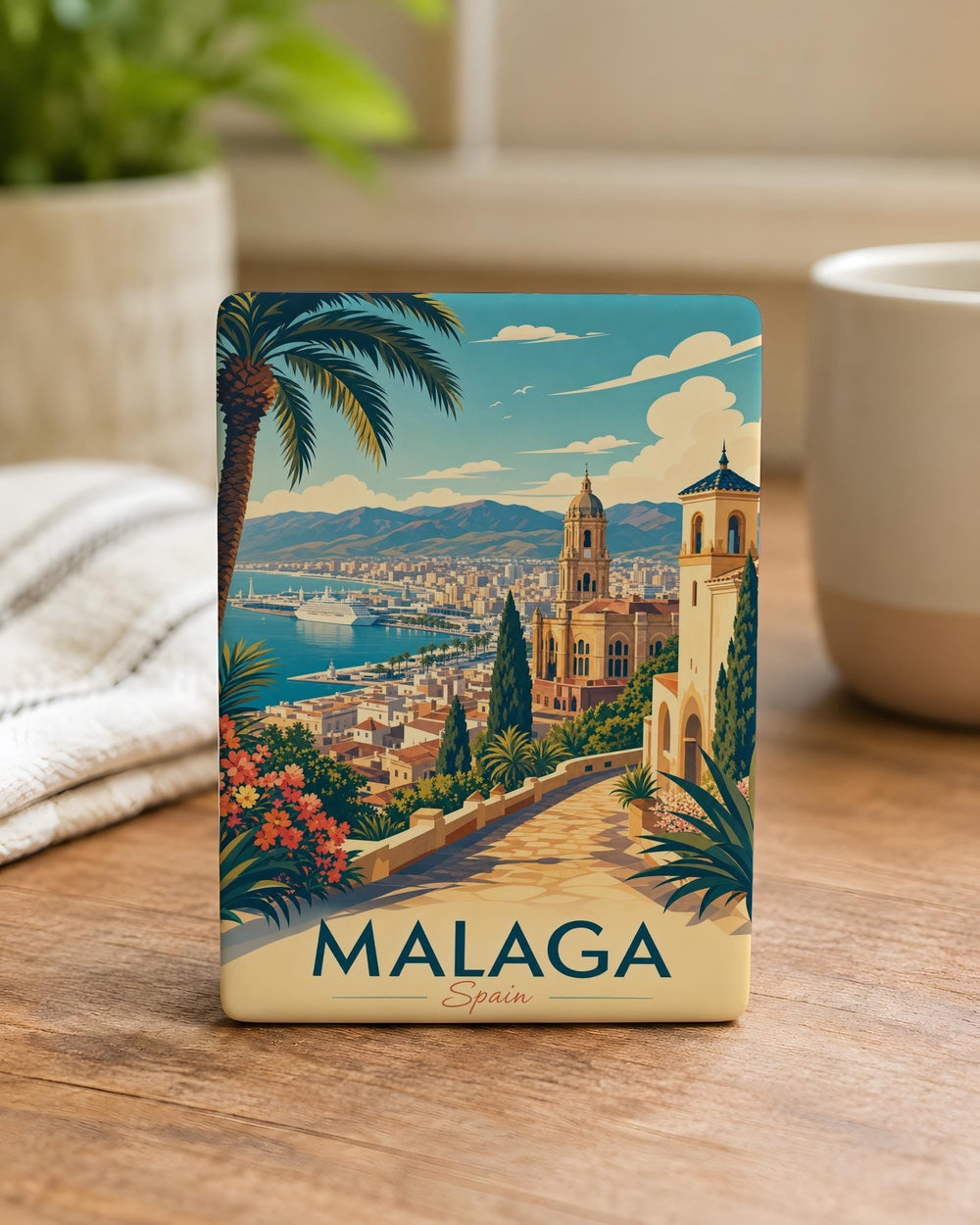 Malaga Spain Fridge Magnet, Malaga Travel Souvenir Magnet, Spain City Landmark Refrigerator Magnet, Malaga Vacation Keepsake Gift