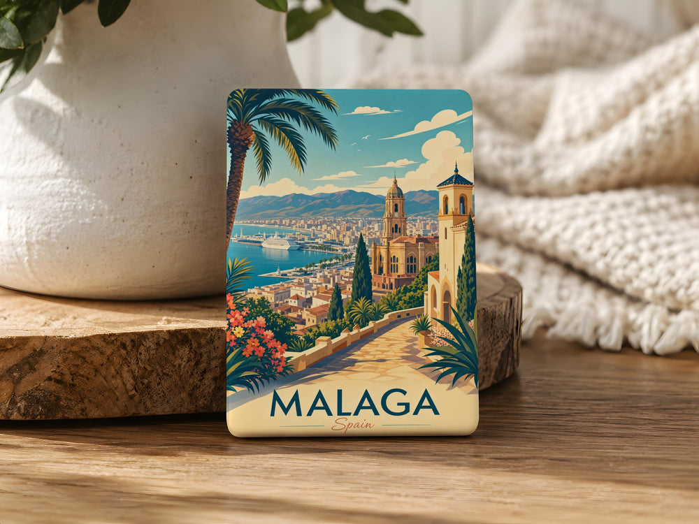 Malaga Spain Fridge Magnet, Malaga Travel Souvenir Magnet, Spain City Landmark Refrigerator Magnet, Malaga Vacation Keepsake Gift
