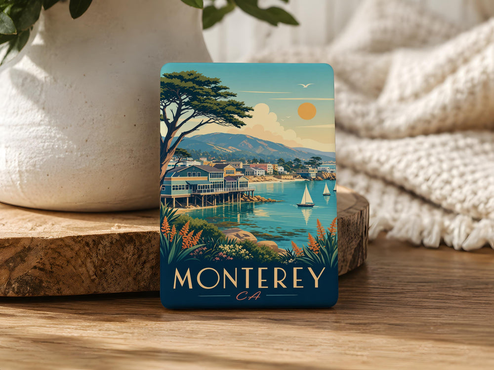 Monterey CA Fridge Magnet, Monterey California Souvenir Magnet, Coastal Vacation Travel Gift, Monterey Bay Keepsake Magnet