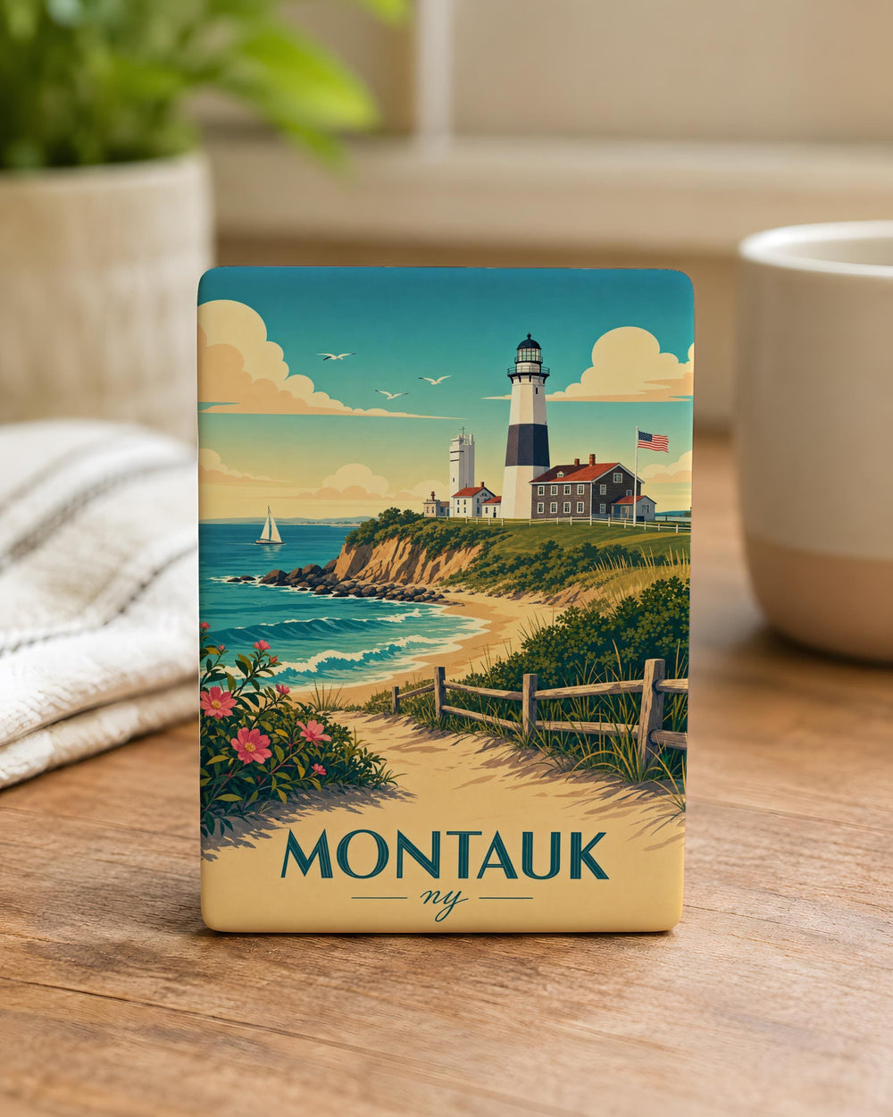 Montauk NY Fridge Magnet, Montauk New York Souvenir Magnet, Long Island Travel Keepsake, Coastal Town Gift, Beach Vacation Reminder