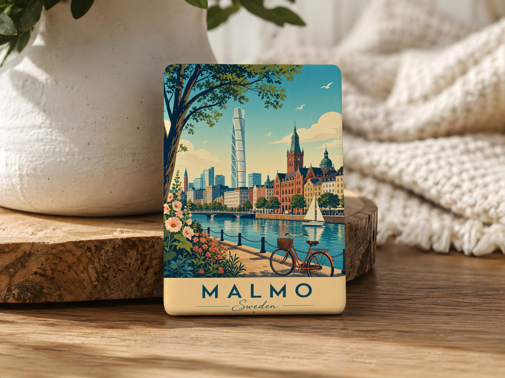 Malmo Sweden Fridge Magnet, Malmö Souvenir Magnet, Sweden Travel Gift, Scandinavian City Landmark Magnet, Malmo Keepsake Magnet