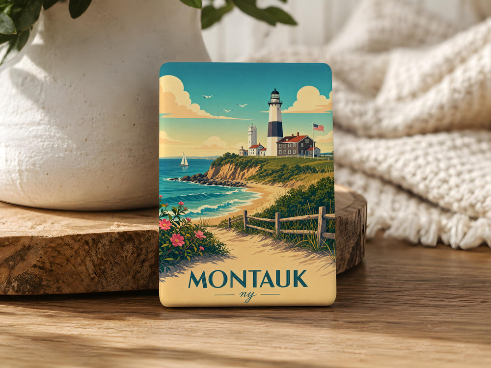 Montauk NY Fridge Magnet, Montauk New York Souvenir Magnet, Long Island Travel Keepsake, Coastal Town Gift, Beach Vacation Reminder