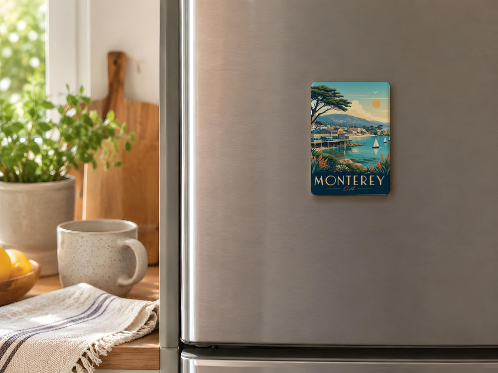 Monterey CA Fridge Magnet, Monterey California Souvenir Magnet, Coastal Vacation Travel Gift, Monterey Bay Keepsake Magnet